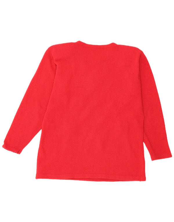 Suéter feminino vintage com gola canoa, uk 16, lã floral vermelha grande