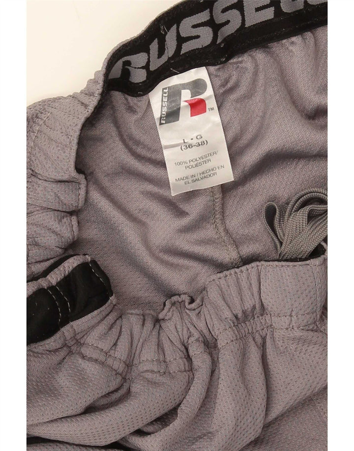Calças de treino Russell Athletic Mens grande poliéster cinza Colourblock