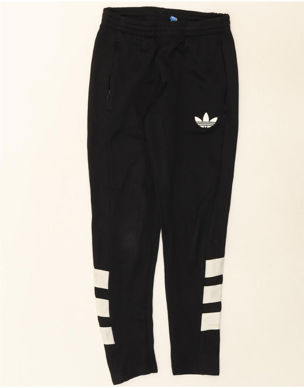 Calça de treino feminina ADIDAS UK 8 pequena preta colorblock poliéster