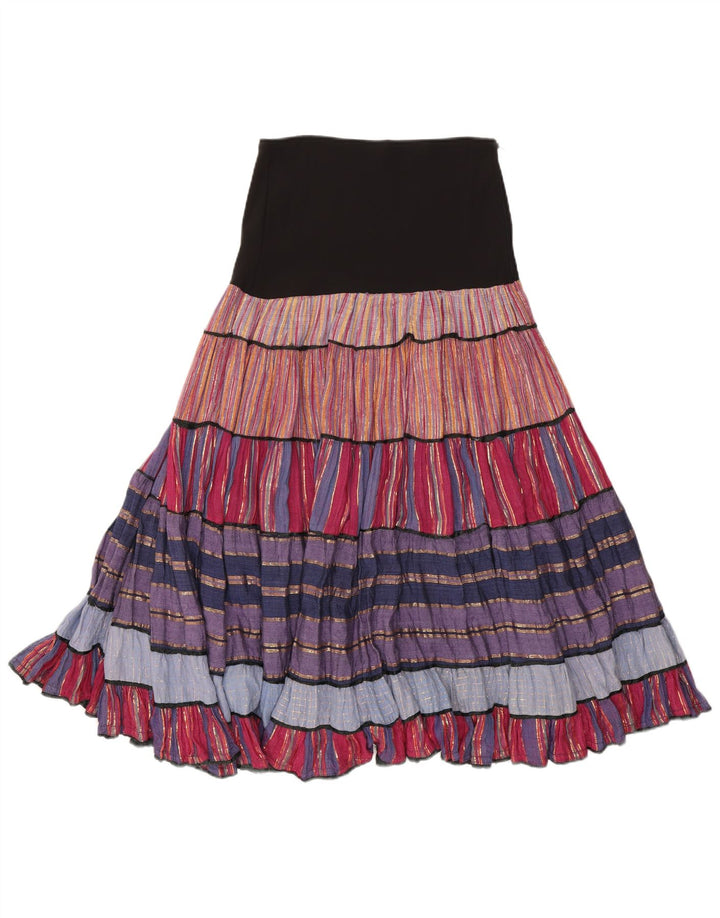 Saia cigana feminina vintage W27 média listrada multicolorida