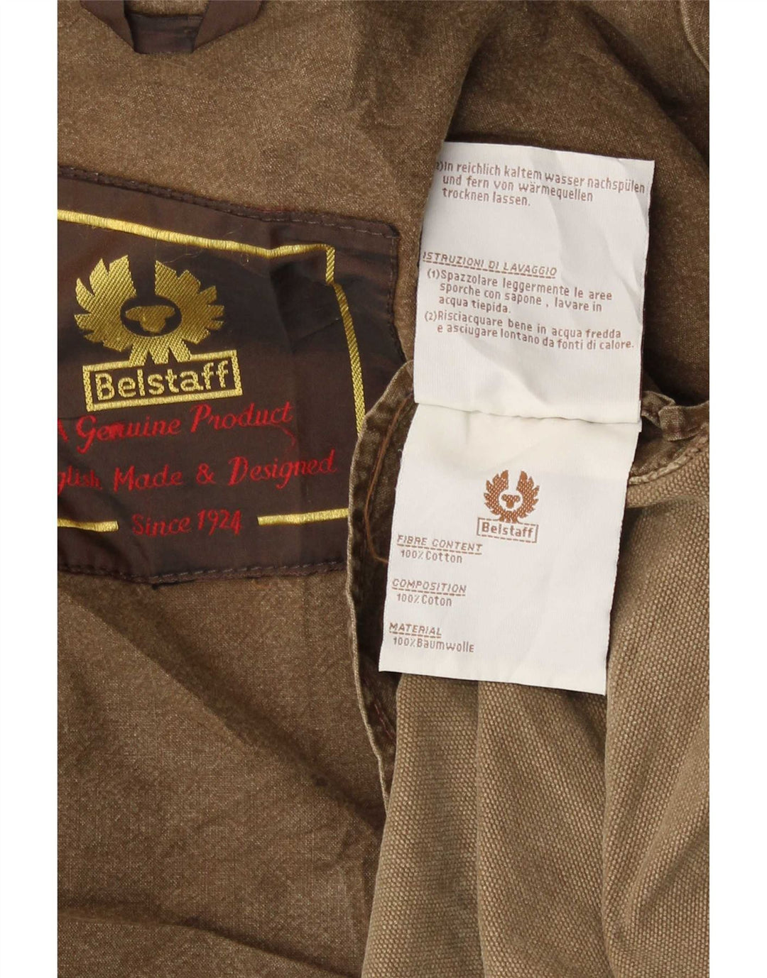 Jaqueta utilitária masculina Belstaff UK 38 algodão marrom médio