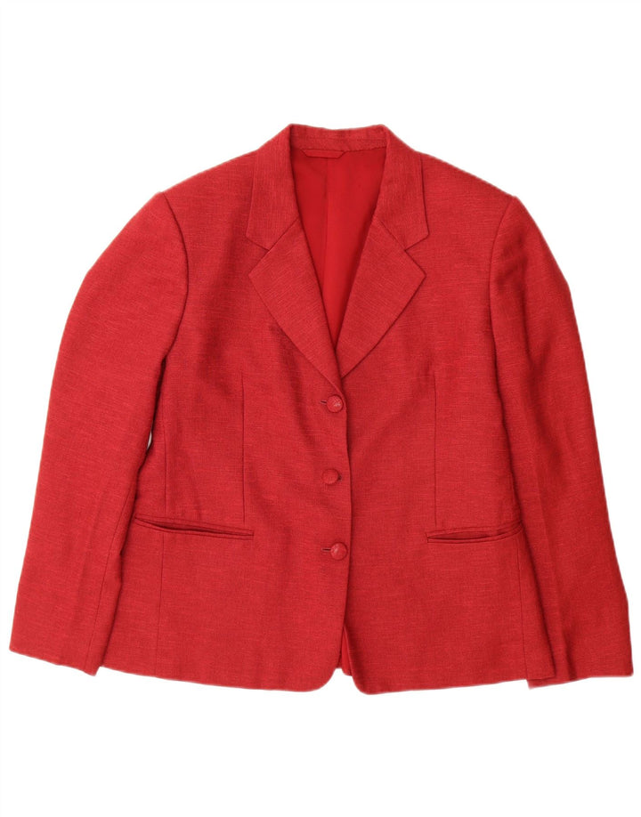 Jaqueta blazer feminina VINTAGE com 3 botões UK 14 grande vermelha manchada