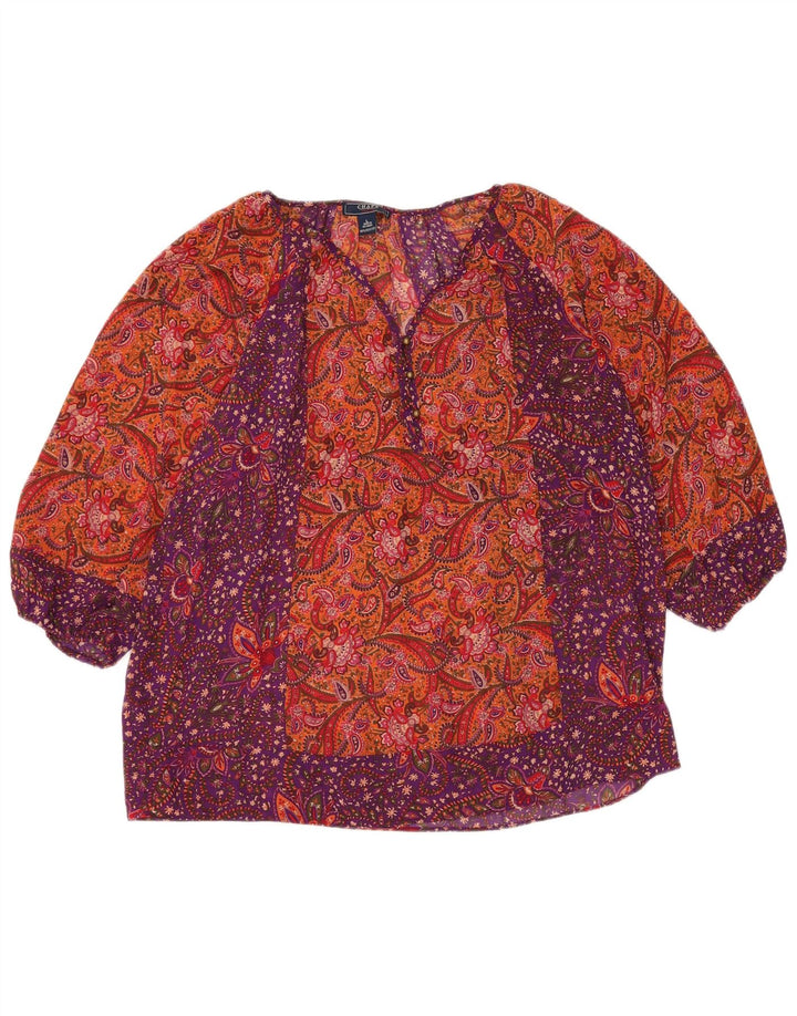 Blusa feminina manga 3/4 CHAPS UK 16 grande paisley multicolorido