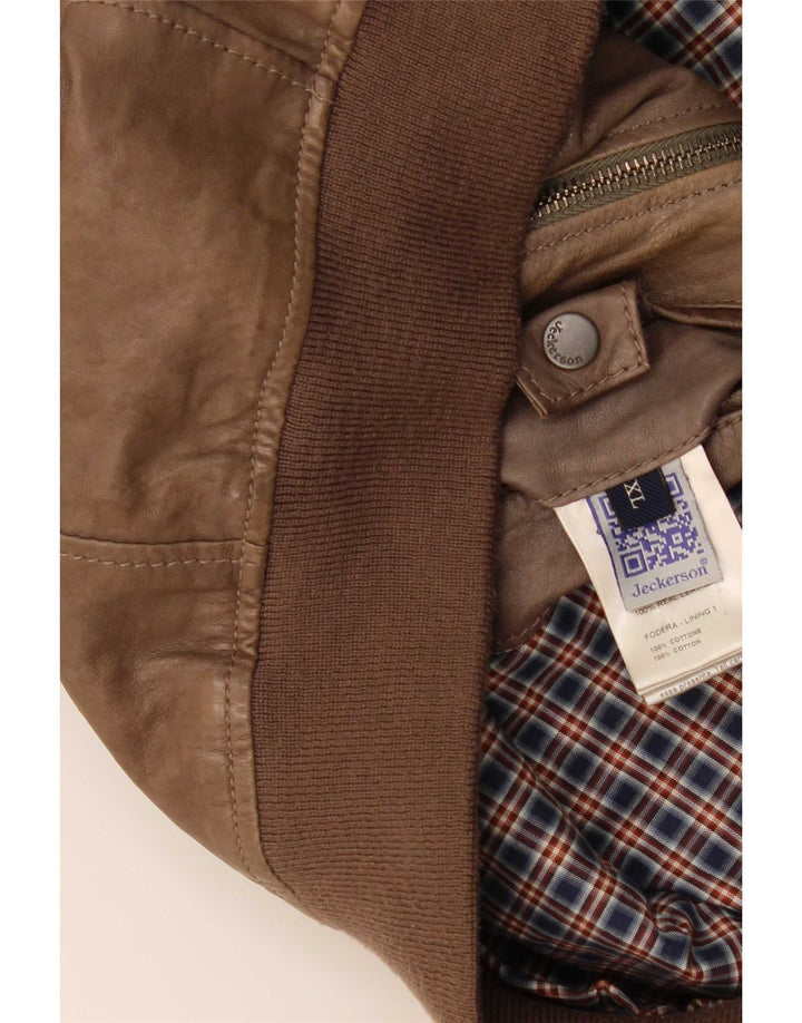 Jaqueta de couro masculina Jeckerson Reino Unido 42 XL marrom