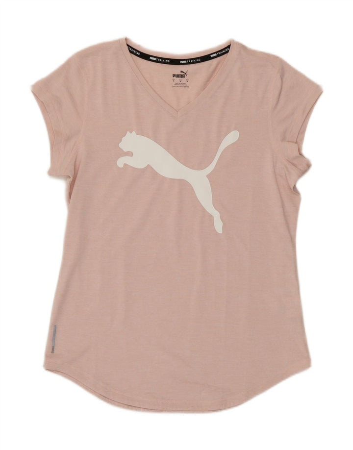 Puma Camiseta Feminina Graphic Top UK 14 Médio Rosa Poliéster