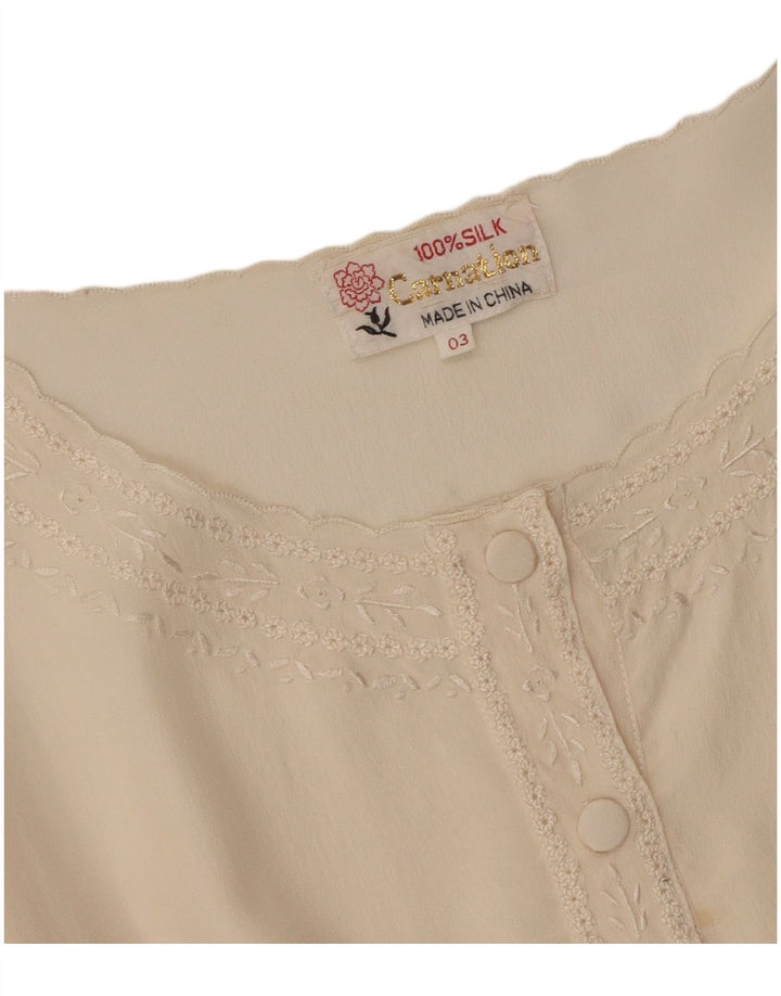 Blusa feminina VINTAGE UK 16 grande seda branca