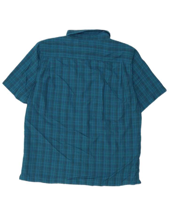 Camisa masculina de manga curta Eddie Bauer grande poliéster xadrez azul