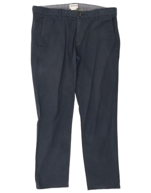 Calças Chino retas masculinas Timberland W36 L29 algodão azul marinho