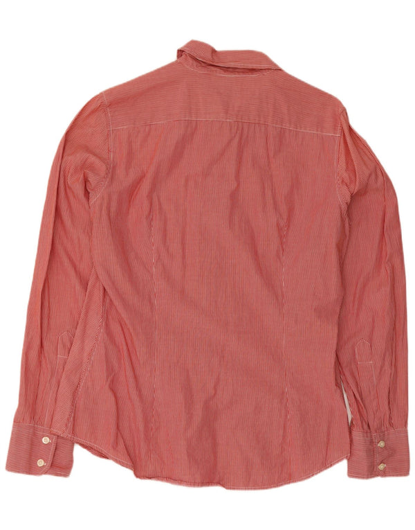 Camisa feminina Benetton UK 18 XL listrada vermelha algodão