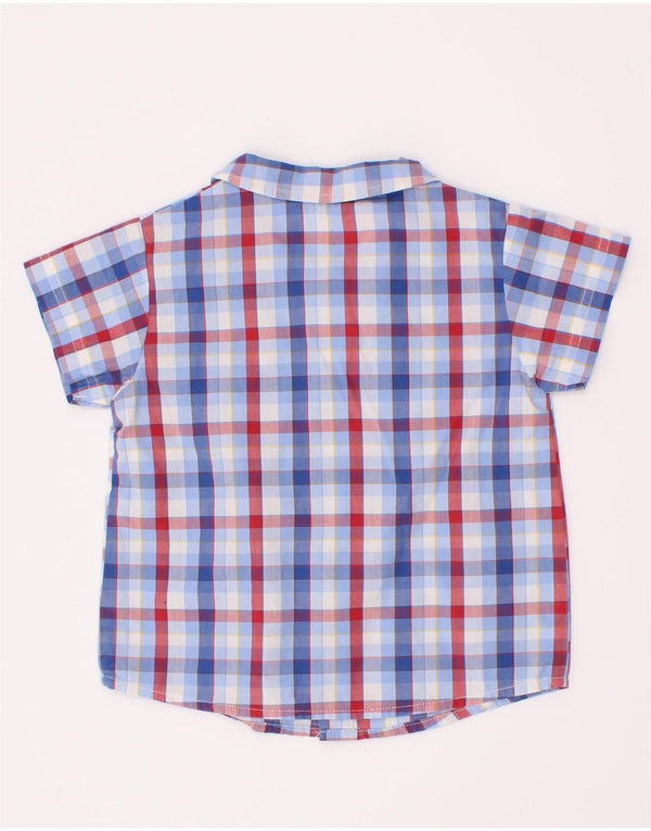 Camisa Benetton Baby Boys manga curta 6-9 meses algodão xadrez azul