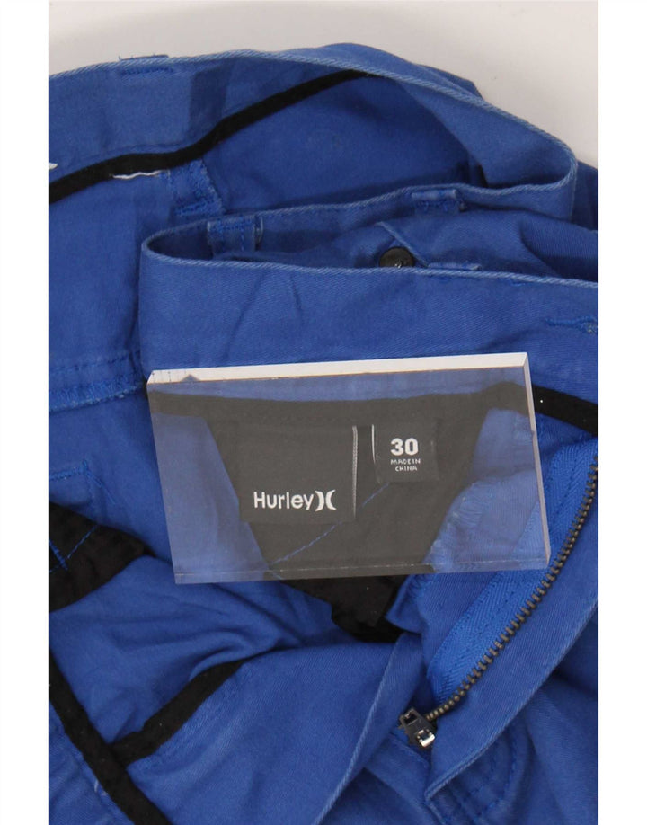 Shorts casuais masculinos Hurley médio W30 algodão azul