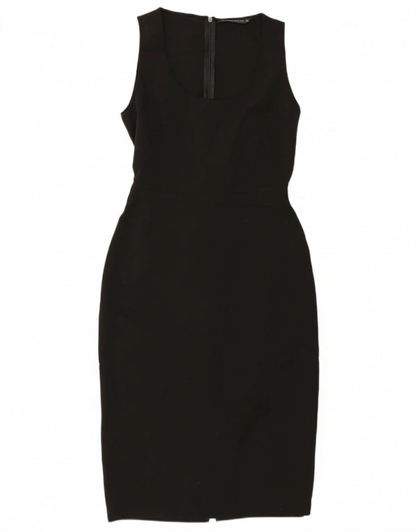 Vestido bodycon feminino sem mangas Zara UK 12 poliéster preto médio