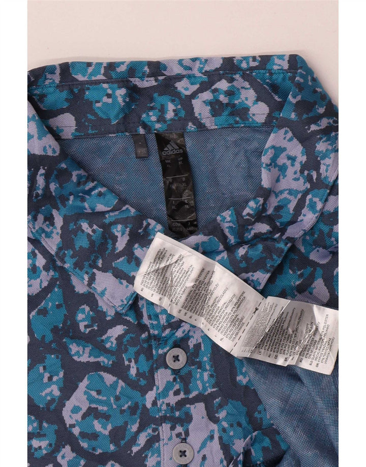 Adidas Mens Abstract Pattern Camisa Polo XL Azul Poliéster