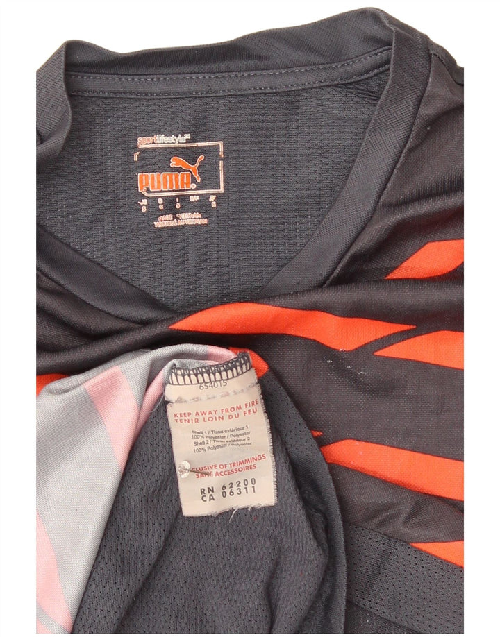 Puma Camiseta Masculina Top Pequeno Poliéster Listrado Cinza