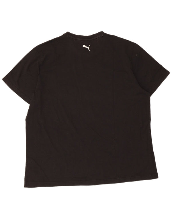 Puma Mens Graphic T-Shirt Top 2XL Algodão Preto