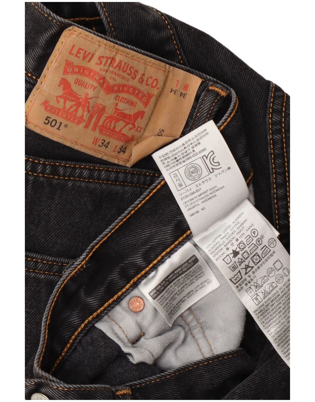 Levi's Masculino 501 Straight Jeans 34 L34 Cinza Algodão