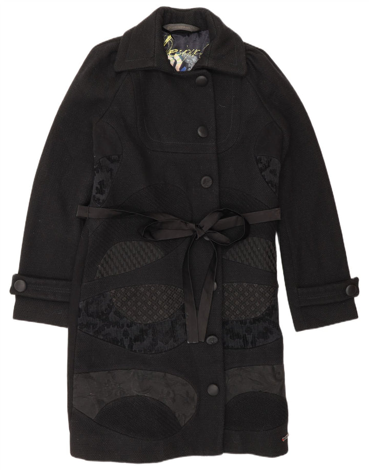 Sobretudo feminino Desigual EU 44 XL preto floral lã