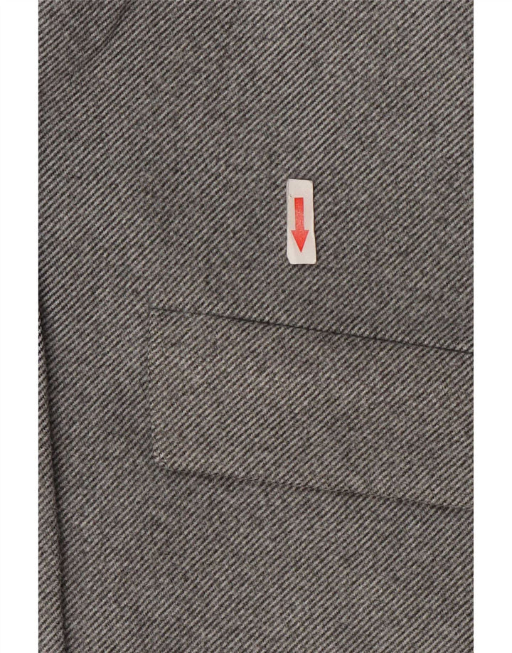 Casaco feminino Zara com peito duplo UK 10 poliéster cinza pequeno