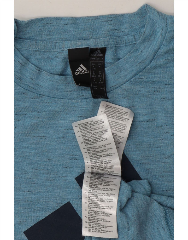 Camiseta feminina Adidas Graphic UK 12/14 poliéster manchado azul médio