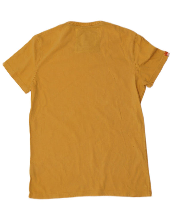 Camiseta masculina Superdry vintage fit gráfica top médio algodão amarelo