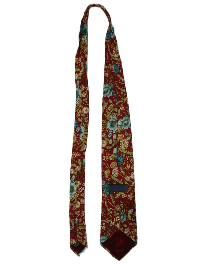 Gravata masculina Kenzo tamanho único Borgonha floral seda designer