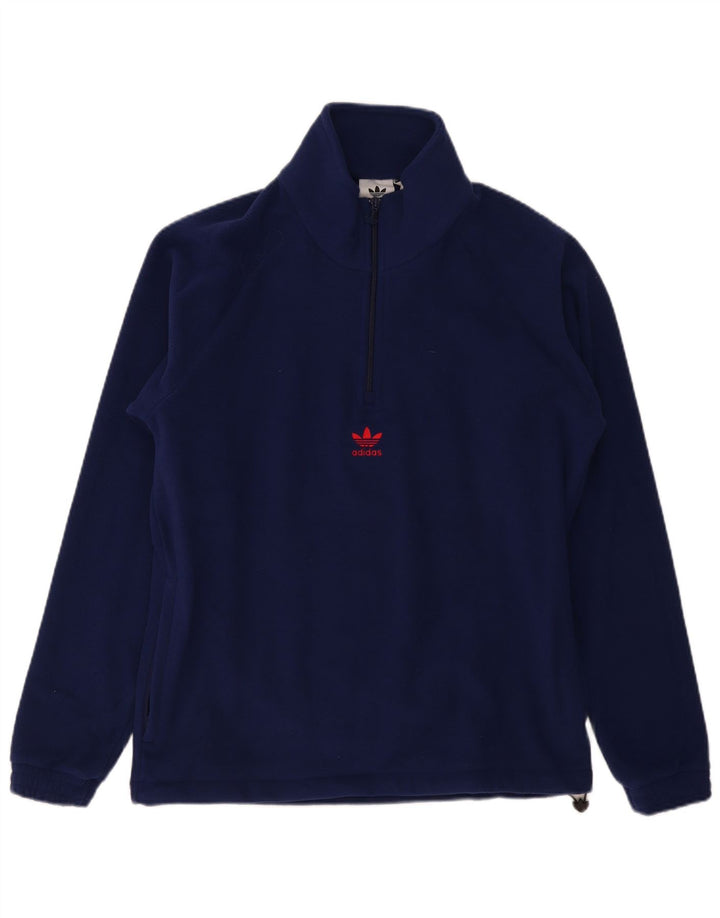 Suéter Adidas Masculino Graphic Zip Neck Fleece Médio Azul Marinho Poliéster