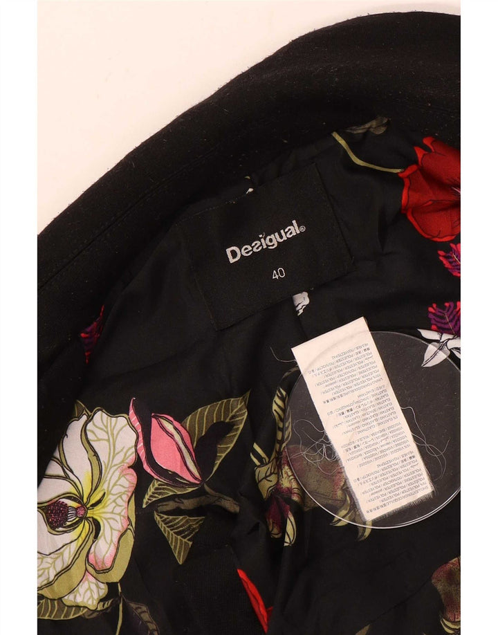 Jaqueta Blazer Feminina Desigual com 1 Botão EU 40 Médio Preto Floral Poliéster