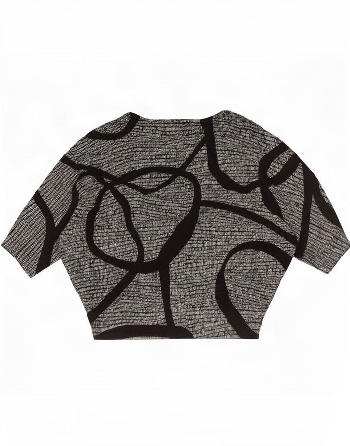 Blusa feminina Phase Eight com estampa abstrata grande tamanho UK 16 grande preta