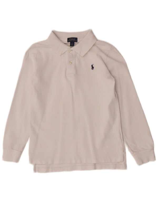Camisa polo masculina Polo Ralph Lauren de manga comprida de ajuste regular 6-7 anos branca