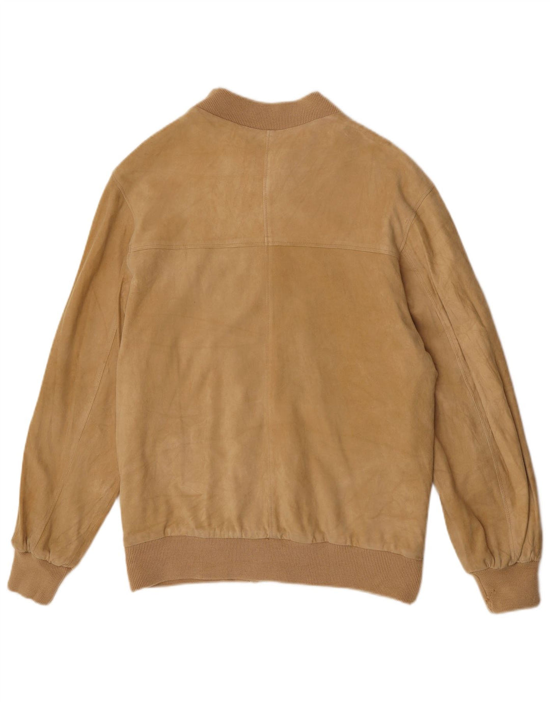 Jaqueta bomber masculina vintage de camurça UK 38 bege médio