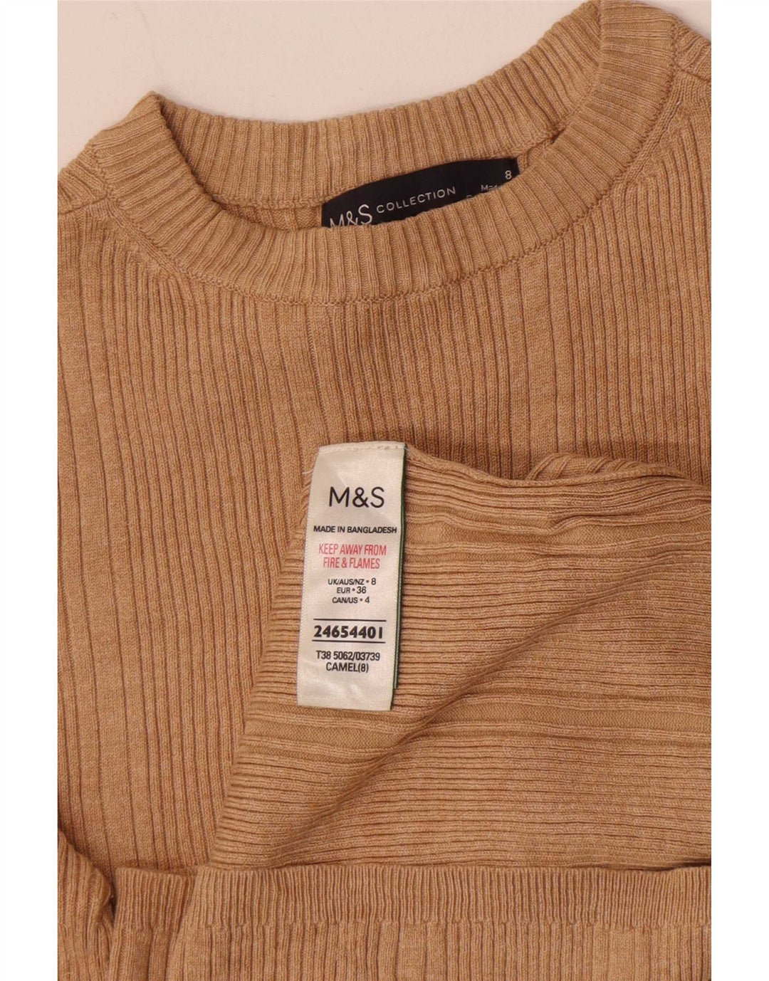 Top feminino Marks & Spencer manga comprida UK 8 pequeno bege viscose
