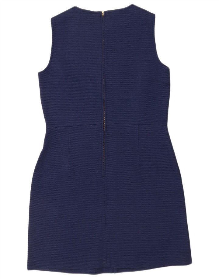 Vestido feminino Massimo Dutti com bainha sem mangas UE 42 grande lã azul marinho
