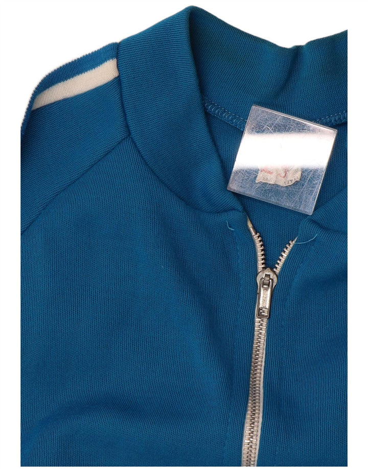 Jaqueta vintage masculina de agasalho médio azul acrílico