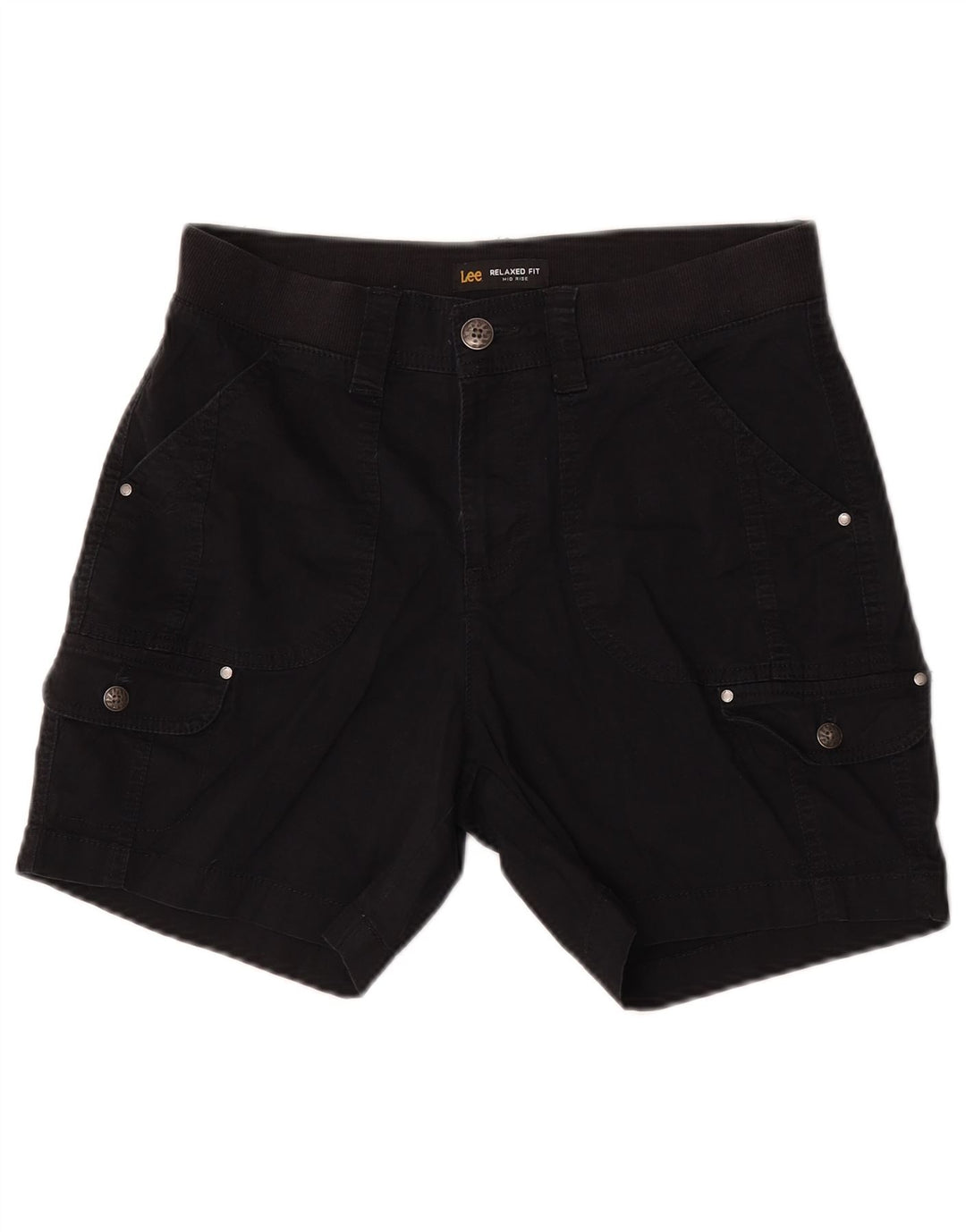 Shorts cargo feminino Lee de cintura média e ajuste relaxado EUA 6 médio W30 algodão preto