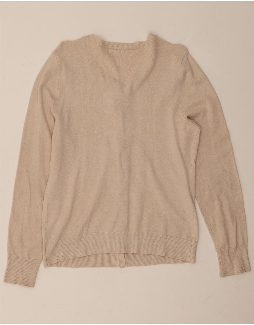 Suéter cardigã feminino John Lewis Reino Unido 12 viscose bege médio