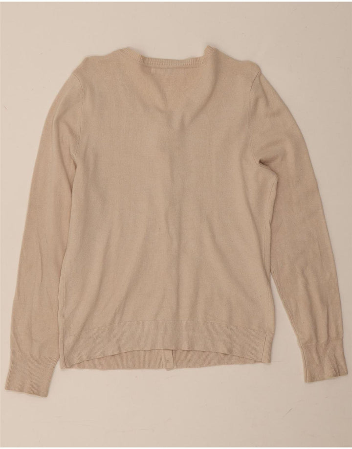 Suéter cardigã feminino John Lewis Reino Unido 12 viscose bege médio