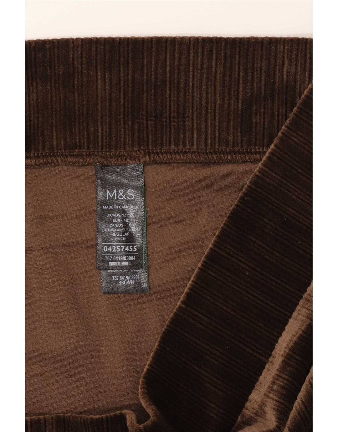Leggings femininas de veludo Marks & Spencer Reino Unido 20 2XL poliéster marrom