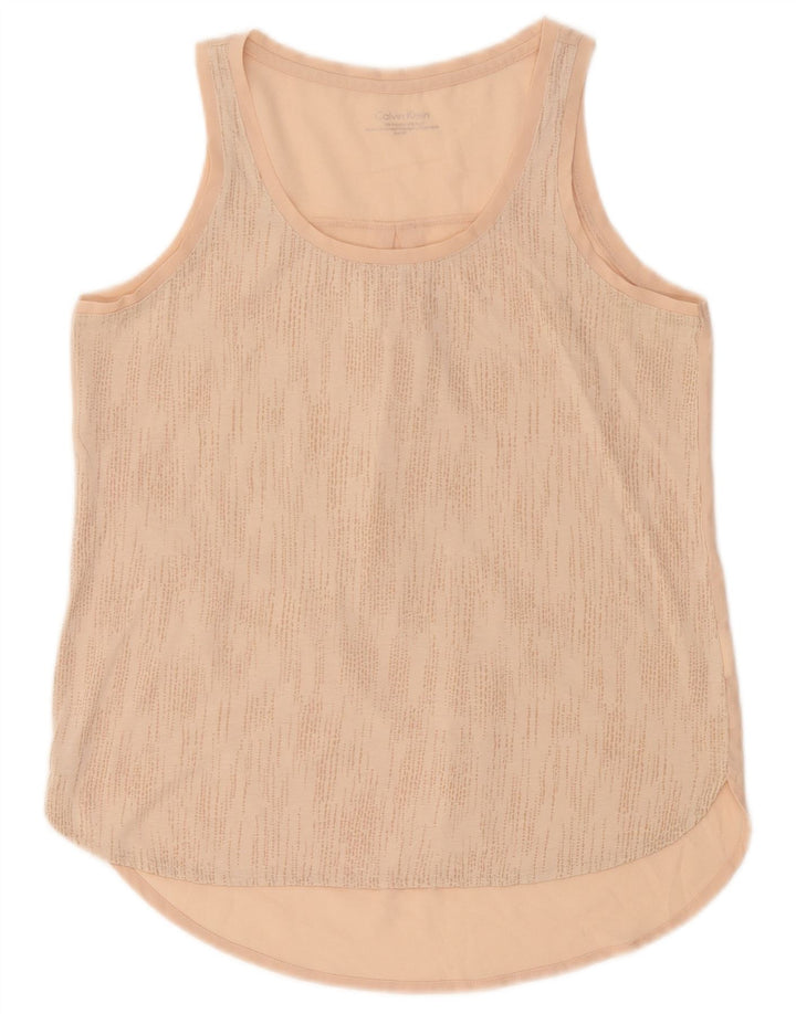 Colete feminino Calvin Klein Top UK 10 pequeno poliéster manchado rosa