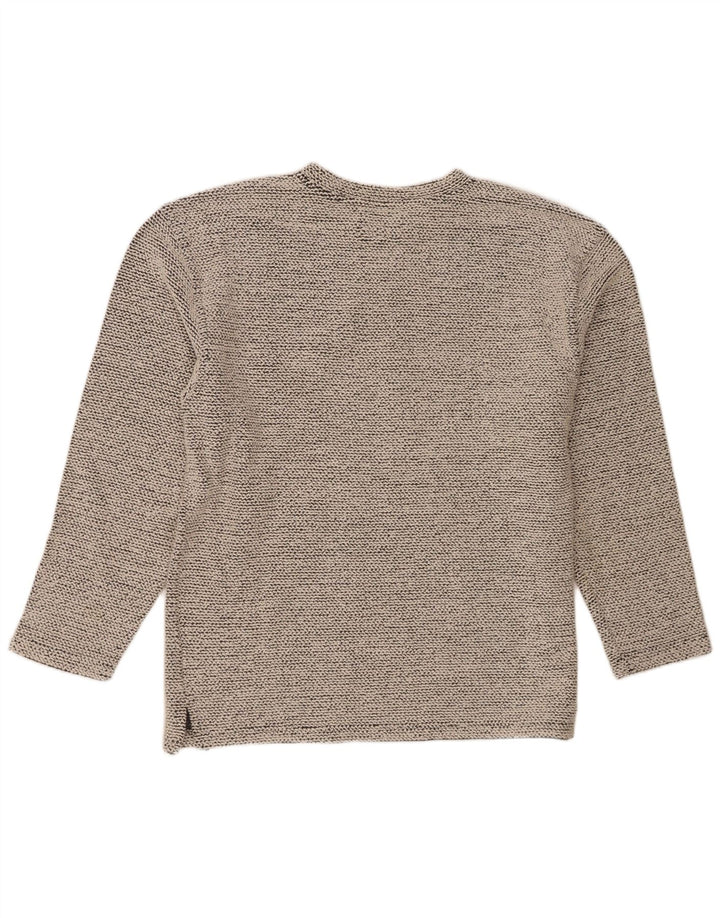 Suéter masculino estranho com gola redonda e algodão branco grande