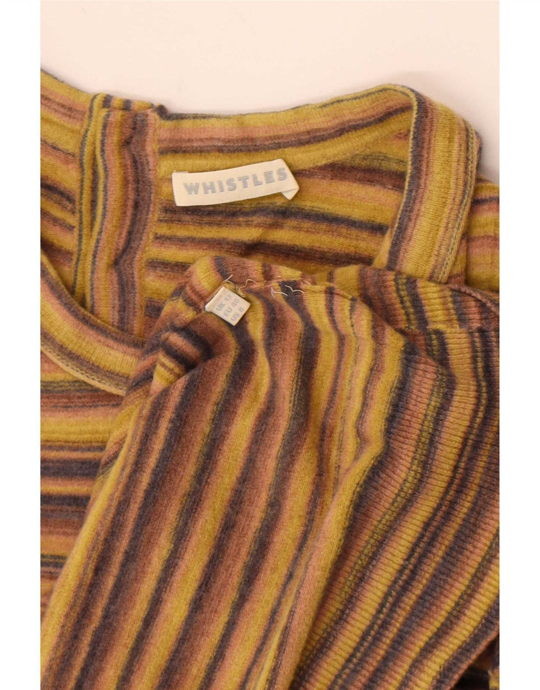 Suéter feminino Whistles com gola redonda UK 12 listrado médio multicolorido