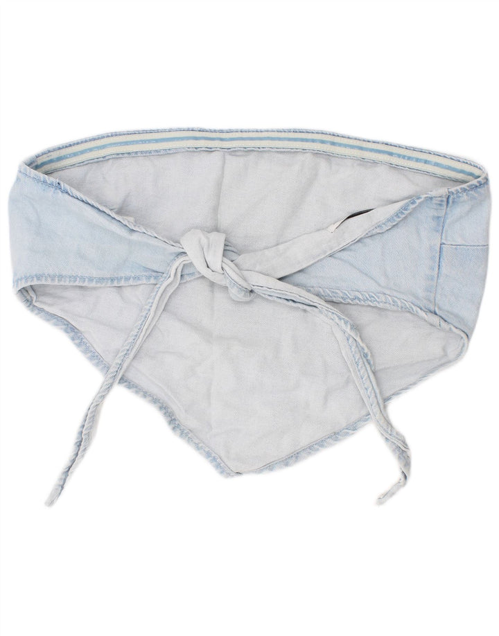 Zara Top feminino jeans curto azul médio algodão