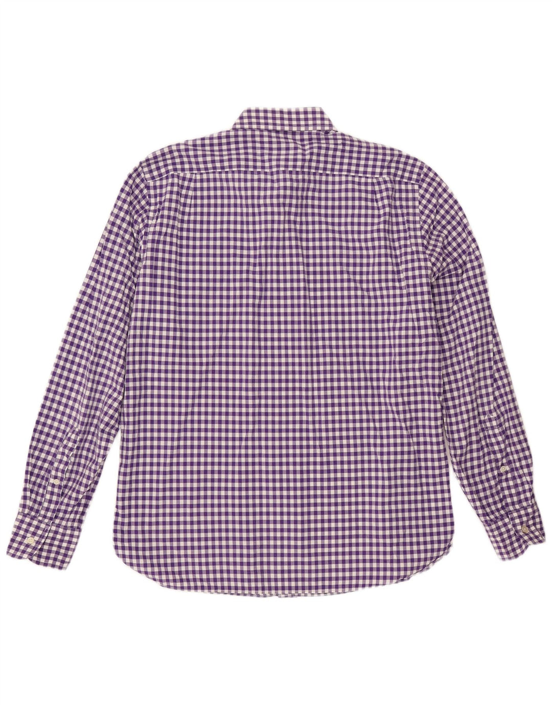 Camisa masculina J. CREW tamanho 15 1/2 algodão guingão roxo médio
