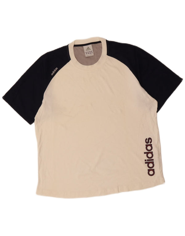 Adidas Mens Graphic T-Shirt Top Grande Off White Colorblock Algodão
