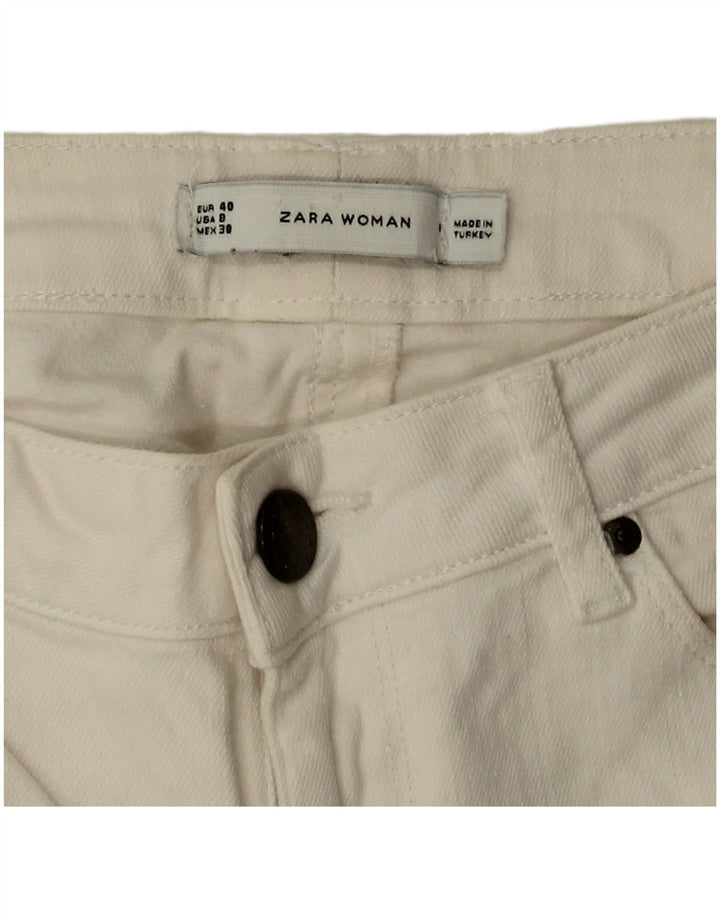 Shorts jeans feminino Zara gráfico EU 40 médio W30 branco