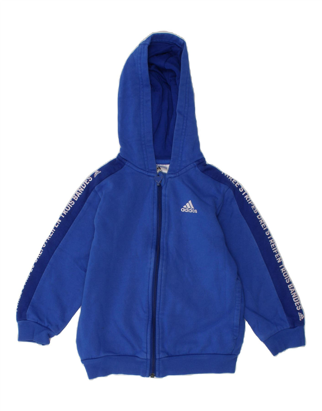 ADIDAS Boys Graphic Zip Hoodie Sweater 2-3 Years Blue Cotton Vintage Adidas and Second-Hand Adidas from Messina Hembry 
