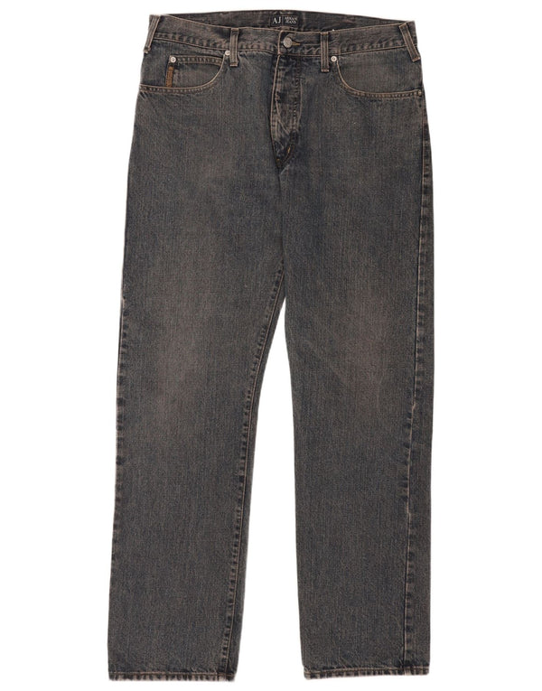 Armani Mens Straight Jeans W38 L33 Azul Algodão