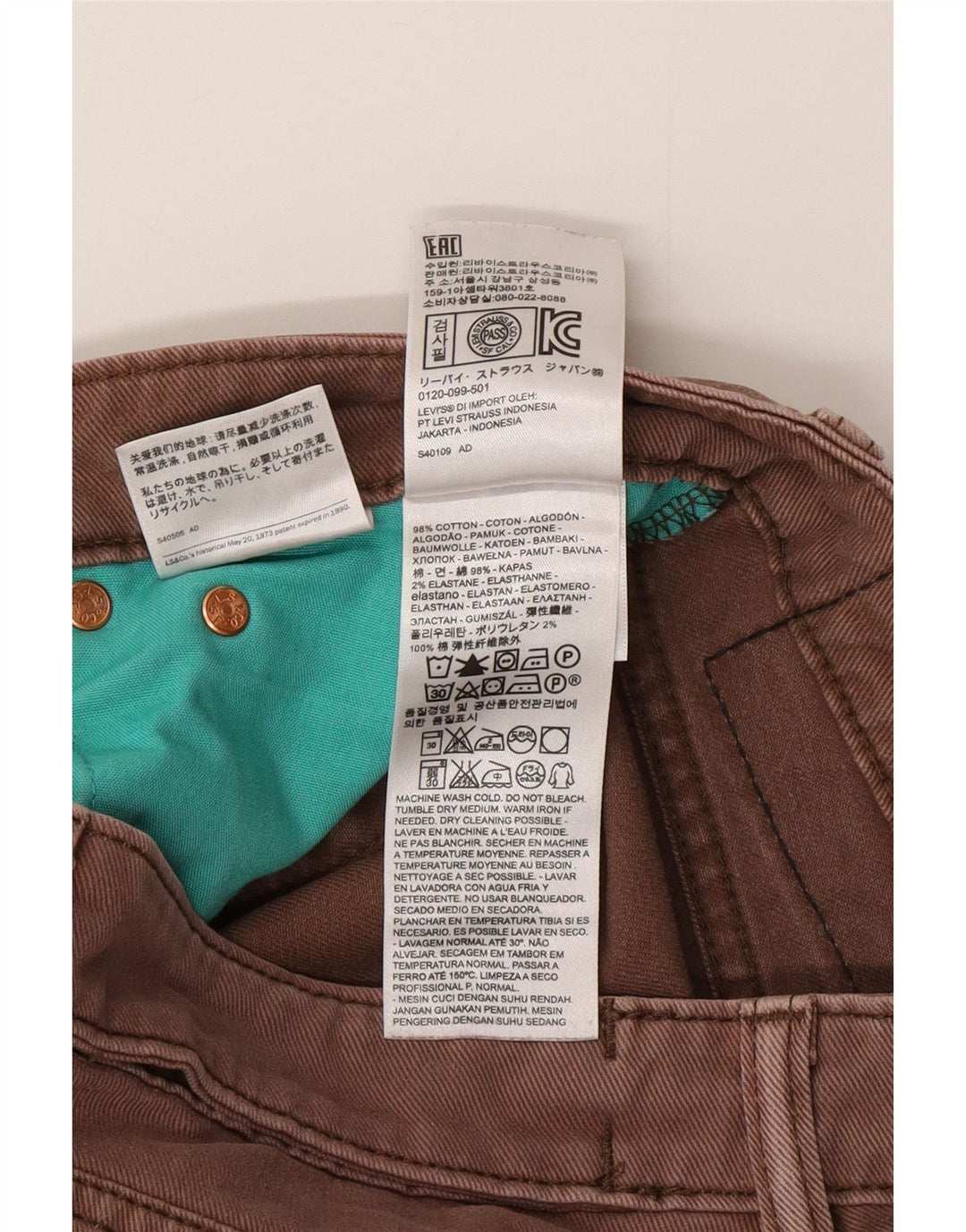 Levi's Masculino 511 Slim Jeans W28 L30 Marrom Algodão
