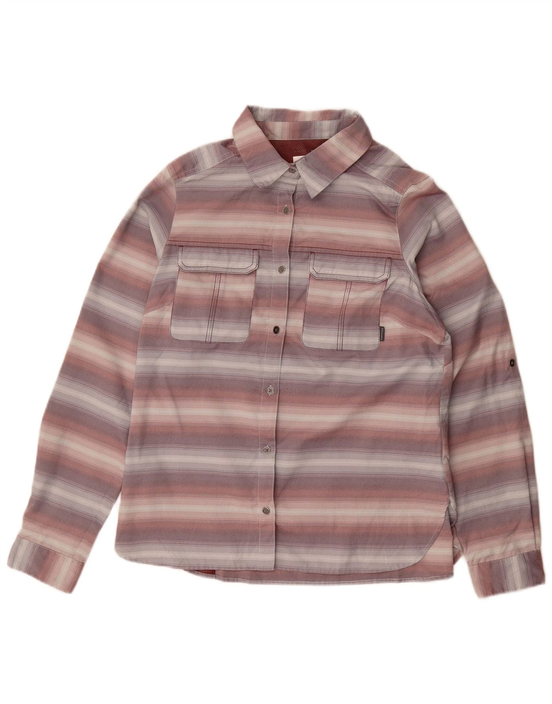Camisa feminina Columbia UK 14 poliéster listrado roxo médio