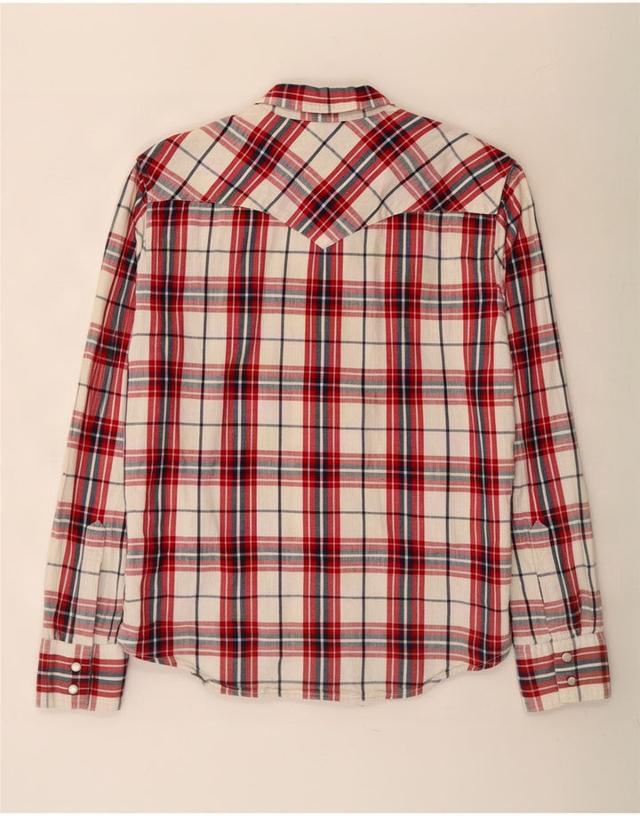 Camisa masculina Levi's de algodão xadrez vermelho médio