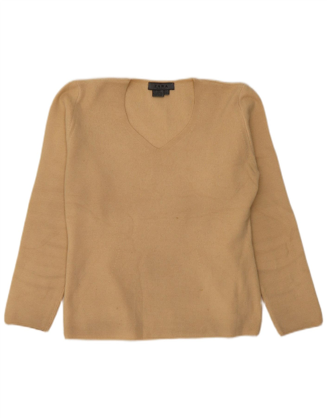 Suéter feminino Zara com decote em V Reino Unido 16 grande lã bege
